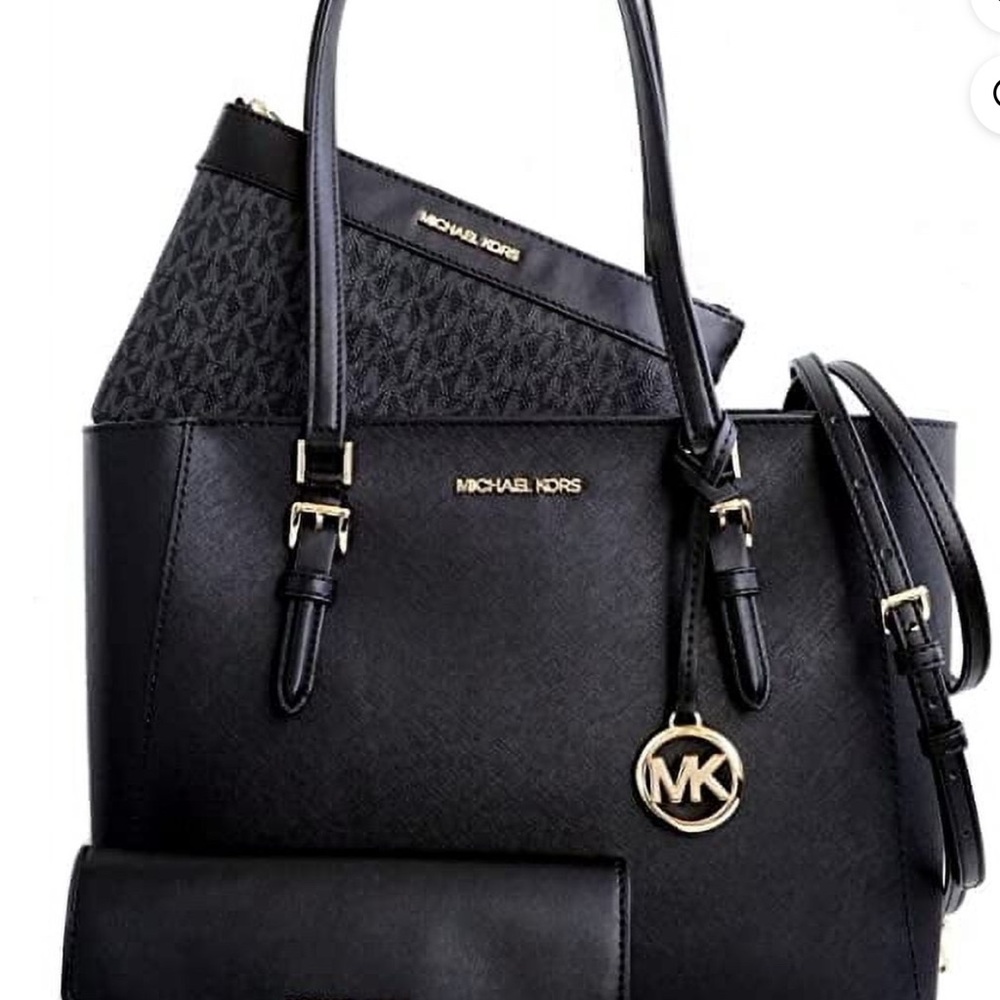 Michael Kors Black Tote and Pouch Set